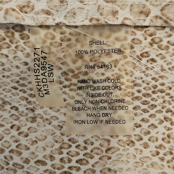 Calvin Klein XL Snake Print Roll Tab Sleeve Blouse Top Women’s Button Front - Picture 6 of 7